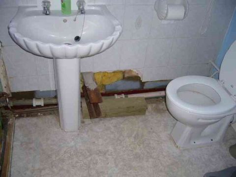 not a nice bathroom to start with but this doesn't exactly improve matters