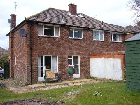 old patio ripped up - all read for the rear extension footings, finally starting, exciting!