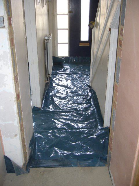 polythene down in hall