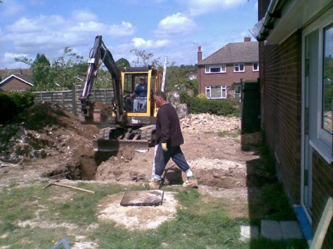digging the footings..