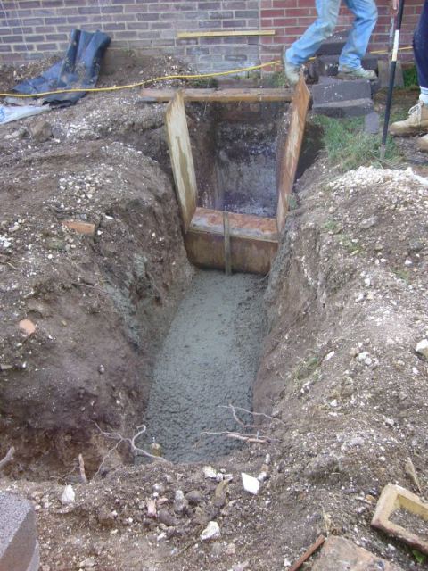 concrete in the trench.. just about to cover the boxed drains