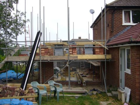 dad and I got the joists on