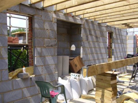 fire place and side windows