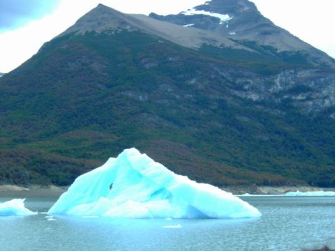 One of the icebergs floating close to the north face