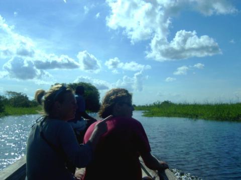 Joyce spots a caimen