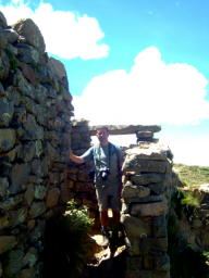 Trev in the ruins at Isla Del Sol